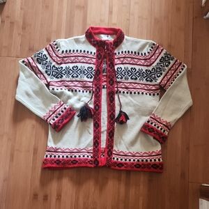 Red and Black Patterned Cardigan